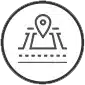 Icon of a location pin pointing at a place on a map.