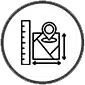 Icon of a spot on a map being measured.